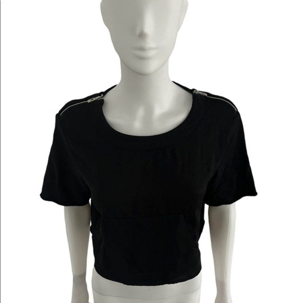 Avec Les filled solid short sleeve‎ top shirt cropped